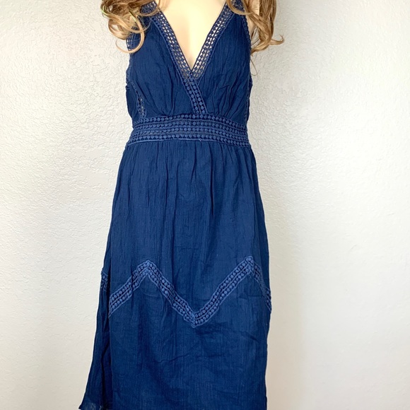 Cotton Dress Navy Blue - Picture 5 of 5
